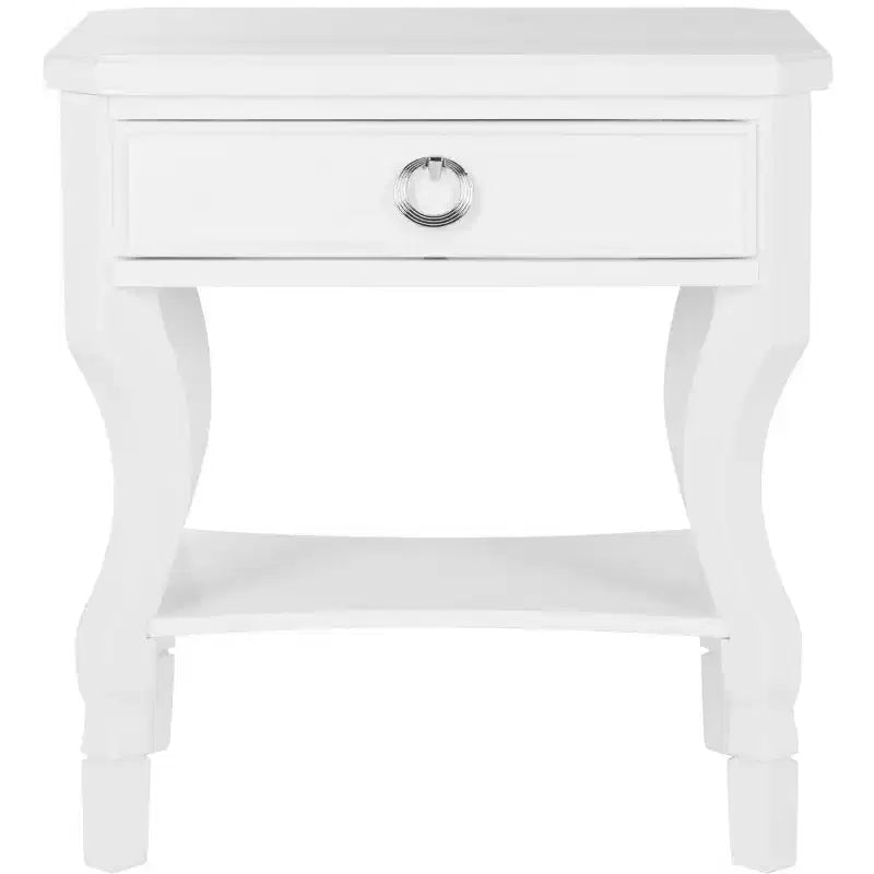 Table de chevet en hévéa à 1 tiroir avec étagère ouverte