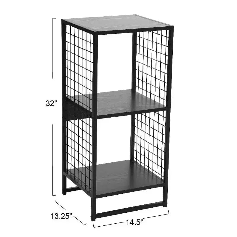 Étagère à 2 tablettes en fer forgé – 71,5 cm H x 36,7 cm L x 33,6 cm P
