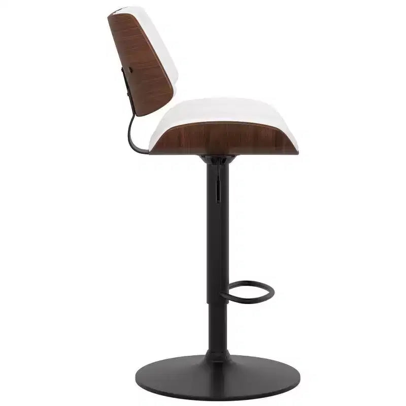 Tabouret de bar pivotant réglable, hauteur comptoir, cadre en métal, assise en mousse, sans accoudoirs, dossier mi-hauteur – Hauteur d'assise 63,5 cm-83,8 cm, supporte 113,4 kg