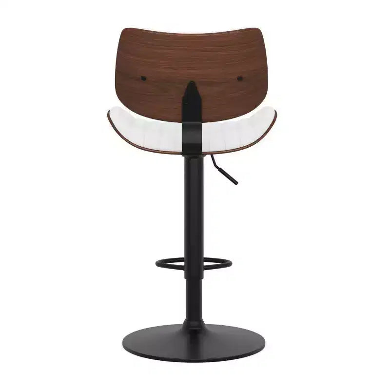 Tabouret de bar pivotant réglable, hauteur comptoir, cadre en métal, assise en mousse, sans accoudoirs, dossier mi-hauteur – Hauteur d'assise 63,5 cm-83,8 cm, supporte 113,4 kg