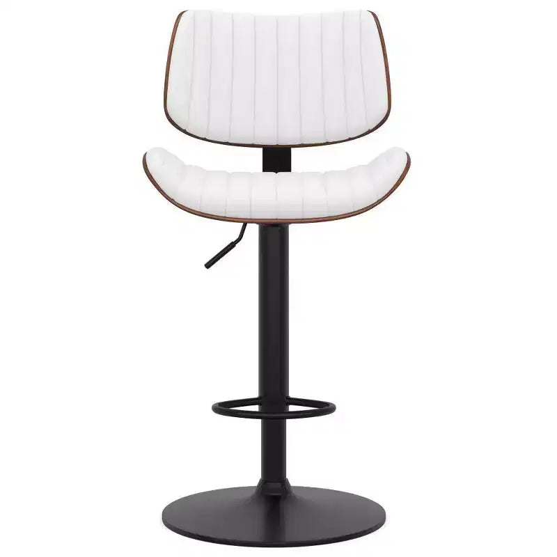 Tabouret de bar pivotant réglable, hauteur comptoir, cadre en métal, assise en mousse, sans accoudoirs, dossier mi-hauteur – Hauteur d'assise 63,5 cm-83,8 cm, supporte 113,4 kg
