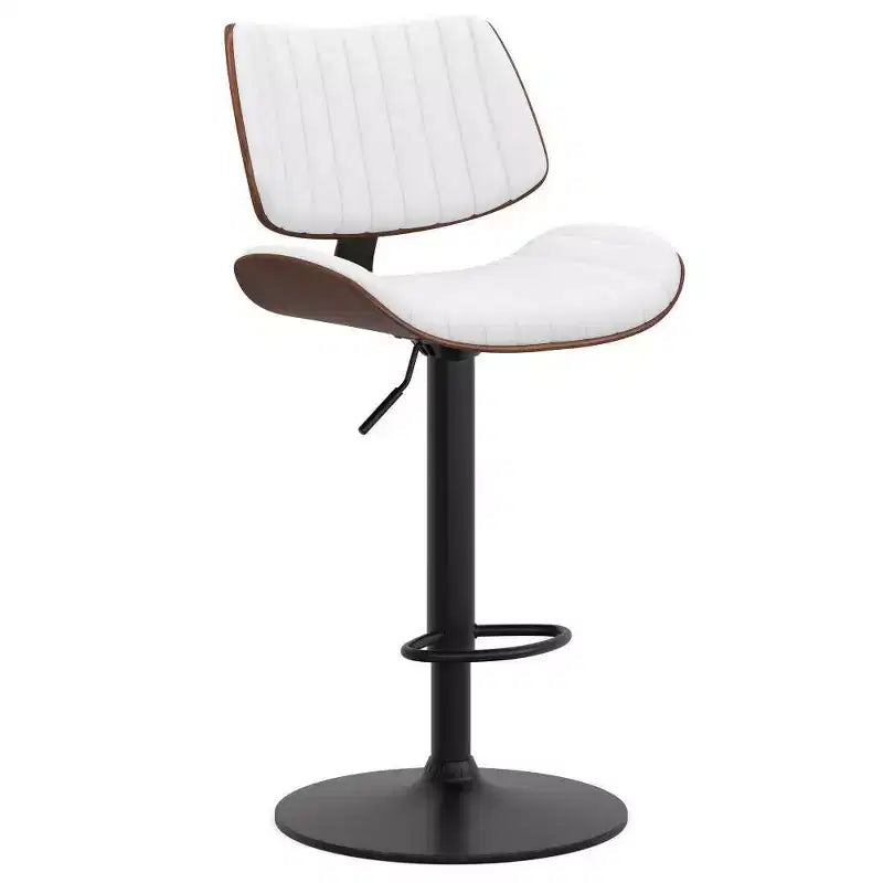 Tabouret de bar pivotant réglable, hauteur comptoir, cadre en métal, assise en mousse, sans accoudoirs, dossier mi-hauteur – Hauteur d'assise 63,5 cm-83,8 cm, supporte 113,4 kg