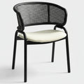 LeisureMod Ervilla Modern Dining Side Chair  Cozy Upholstered Accent Armchair with Black Iron Legs, Kitchen, Dining Room, Cafe, Restaurant Seating